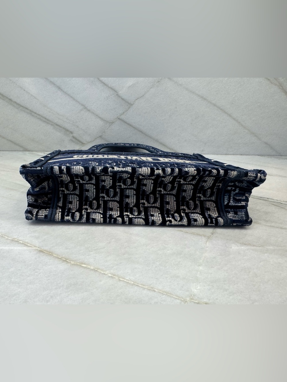 Christian Dior Blue Oblique Velvet Mini Book Tote - Picture 4 of 8